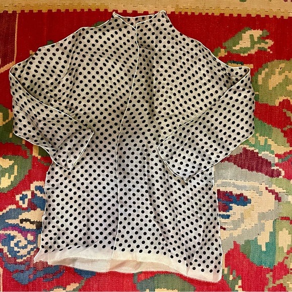 Margot Rozanska NY Sheer Polka Dot Architectural Blouse Jacket, size Small - Picture 3 of 12